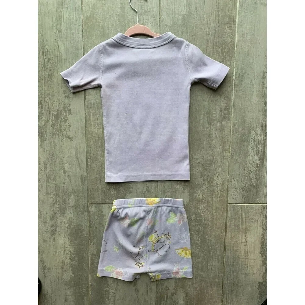 Hanna Andersson Mulan Purple Short Johns Pajamas PJs Set Disney Princess 90 3 3T